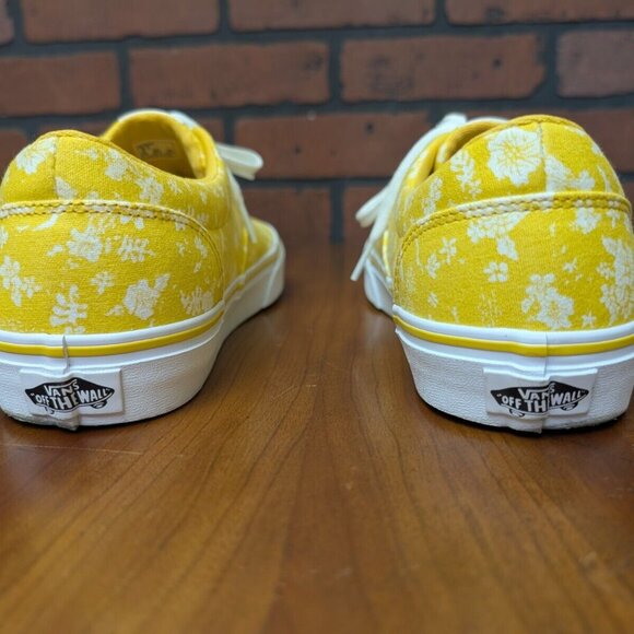 Vans Shoes Women 9 Doheny Yellow Floral Low Tops Skate Sneakers Chill Hawaiian - Picture 6 of 11